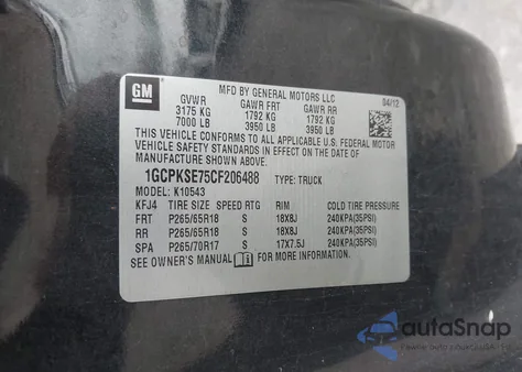 2012 Chevrolet Silverado 1500 Lt from USA, damaged, VIN 1GCPKSE75CF206488